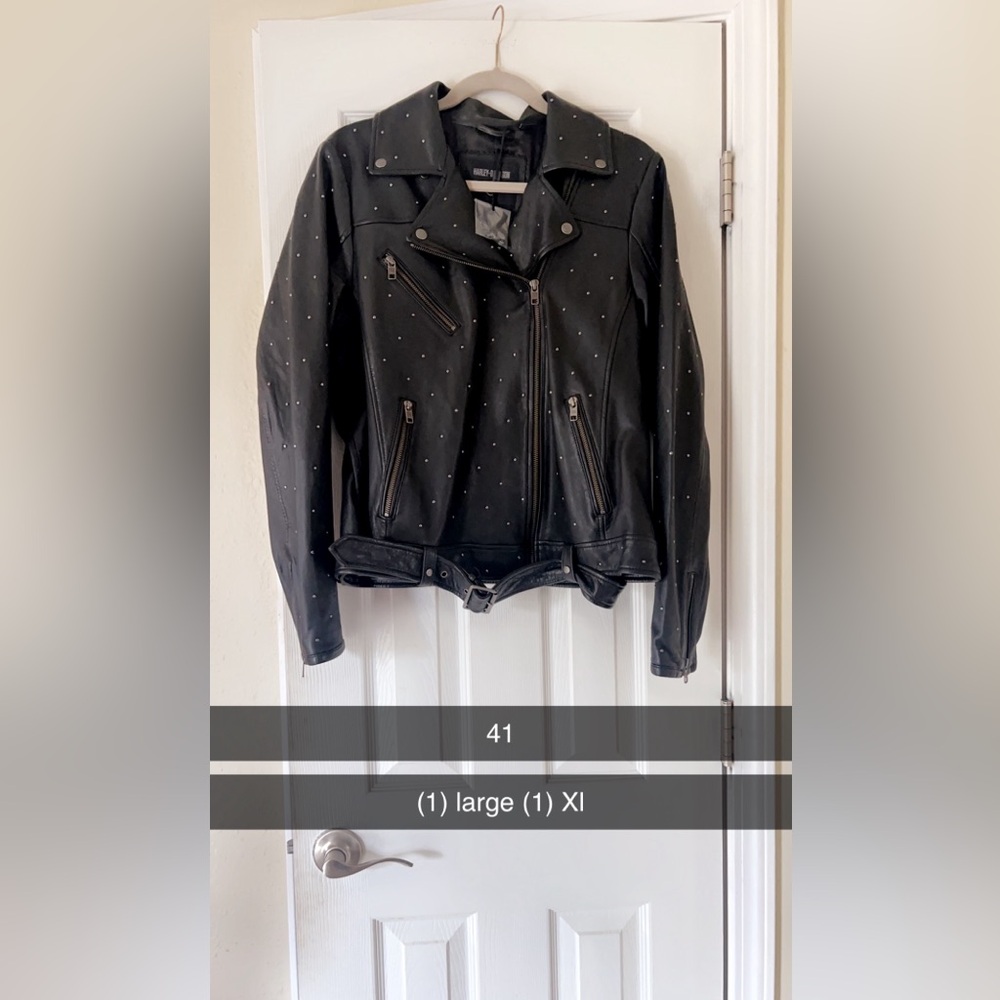 BNWT Harley Davidson Women’s Leather Zip UP Leather studded Jacket